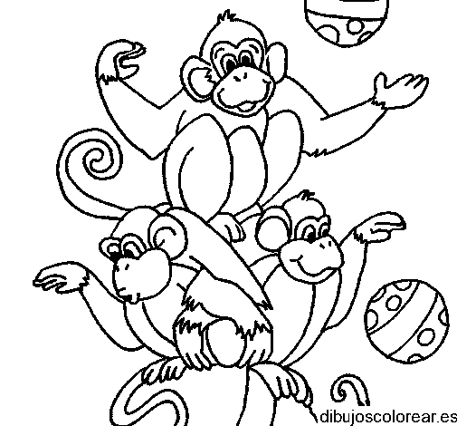 Dibujo de monos jugando para colorear