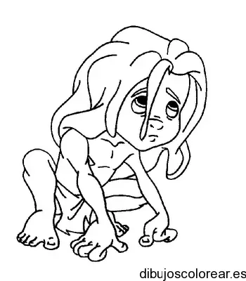 Dibujo de Mowgli asustado para colorear