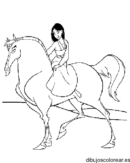 Dibujo de Mulan y su caballo Khan para colorear