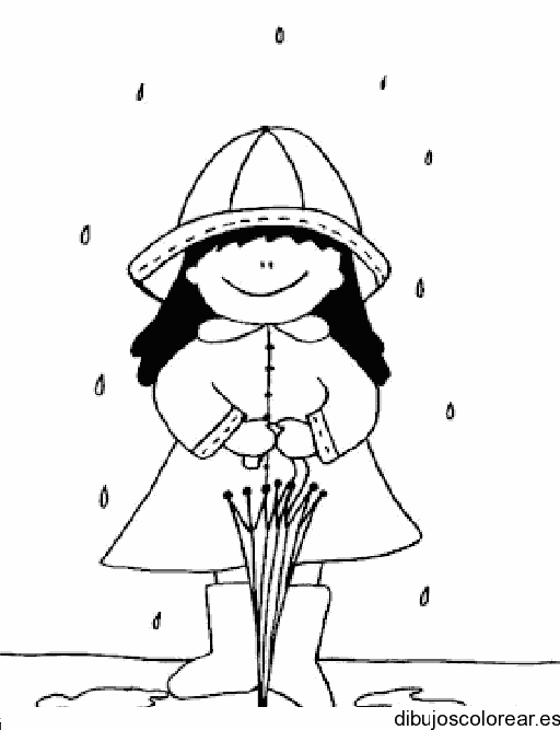 Dibujo de niña con capa para colorear