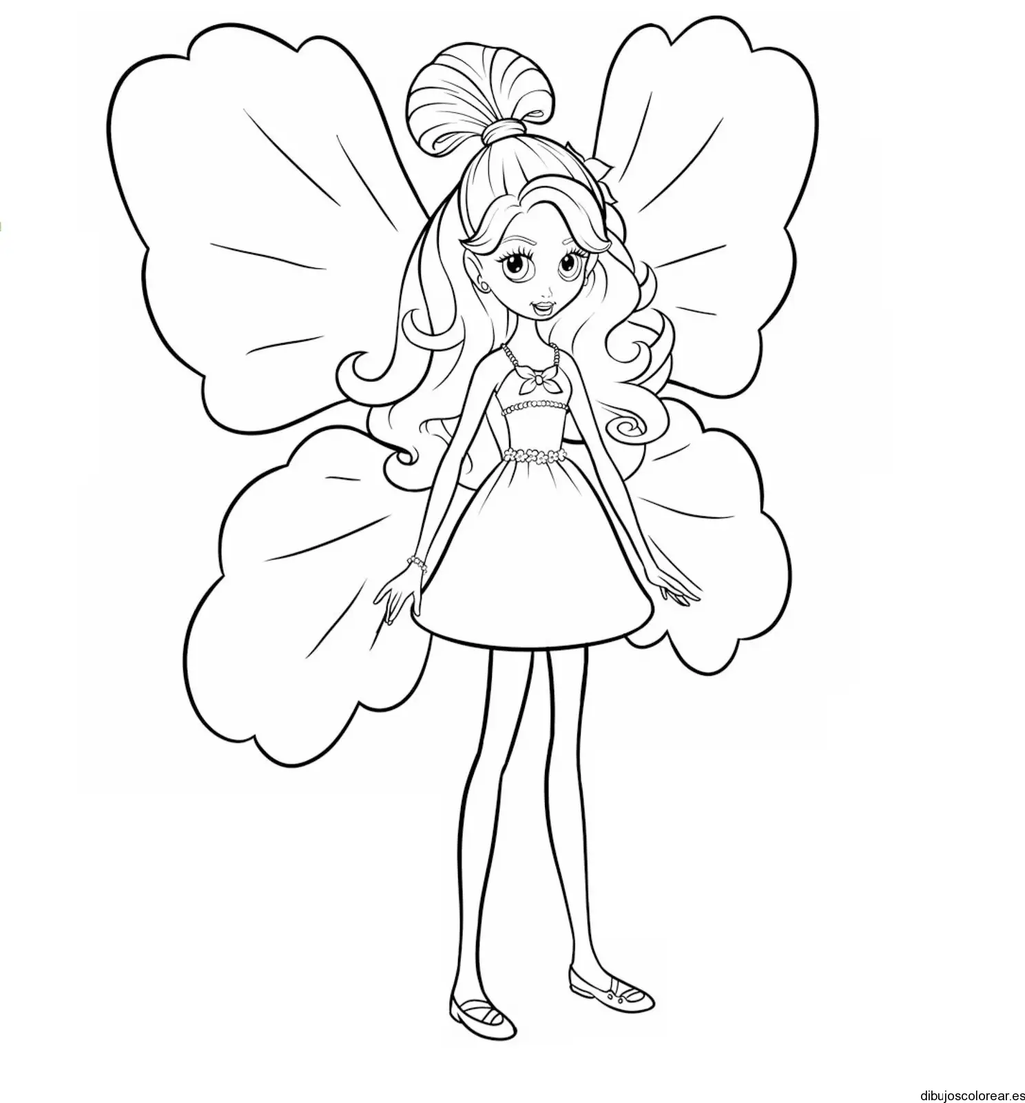 Dibujo de niña disfrazada de hada para colorear