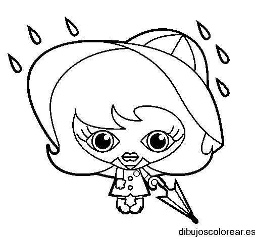 Dibujo de niña en la lluvia para colorear