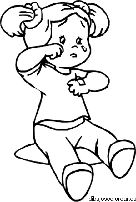 Dibujo de niña llorando para colorear