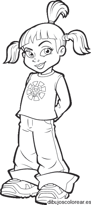 Dibujo de niña sonriendo para colorear