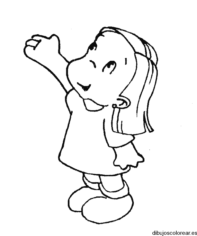 Dibujo de niña viendo al cielo para colorear