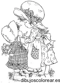 Dibujo de niña y madre para colorear