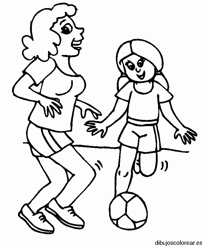 Dibujo de niñas jugando fútbol para colorear