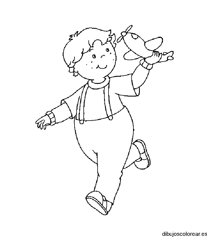 Dibujo de niño con avioncito para colorear