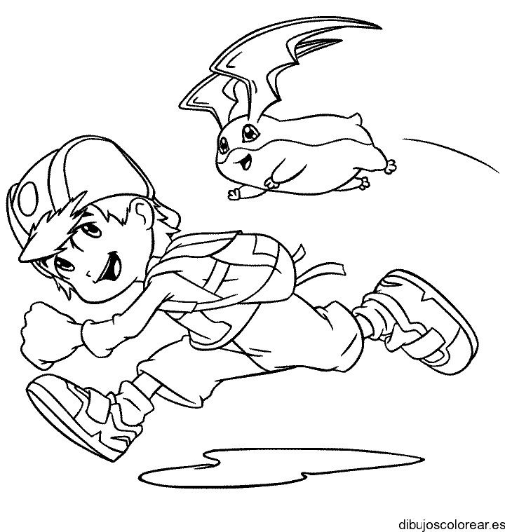 Dibujo de niño corriendo para colorear