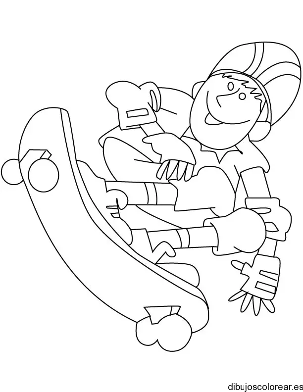 Dibujo de niño en patín para colorear