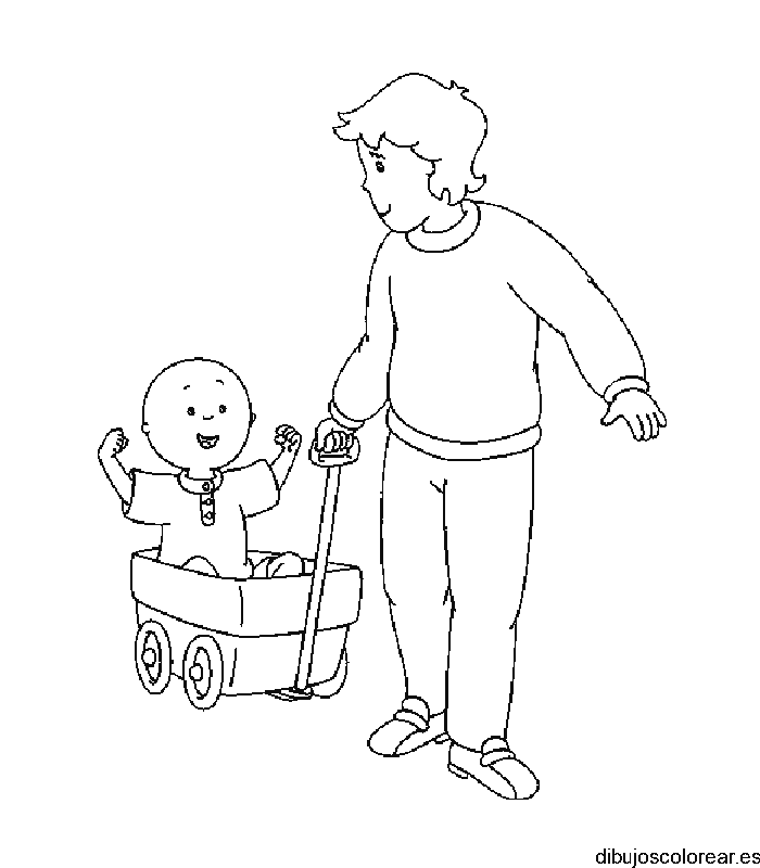 Dibujo de niño en un carrito para colorear