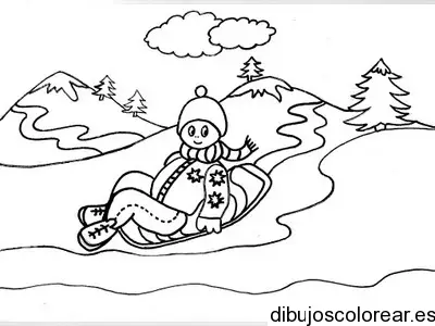 Dibujo de niño jugando en la nieve para colorear