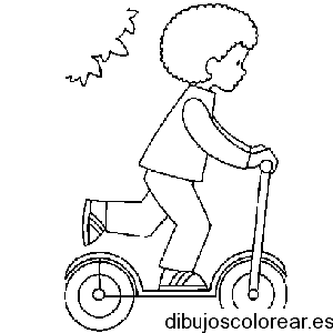 Dibujo de niño paseando en monopatín para colorear