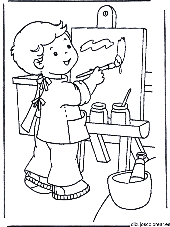 Dibujo de niño pintor para colorear