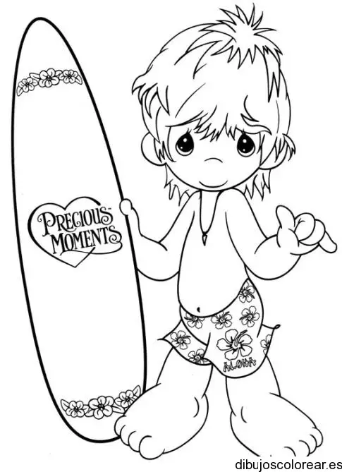 Dibujo de niño surfista para colorear