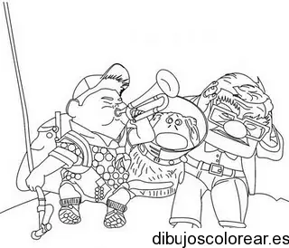 Dibujo de niño tocando trompeta para colorear