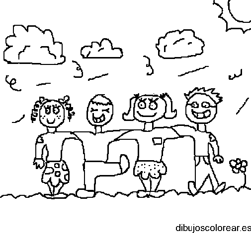 Dibujo de niños danzando para colorear