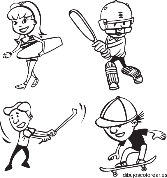 Dibujo de niños deportistas para colorear