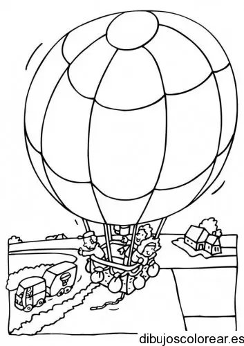 Dibujo de niños en un globo para colorear