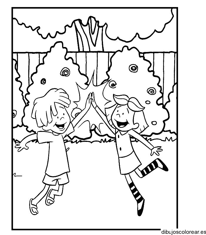 Dibujo de niños jugando para colorear