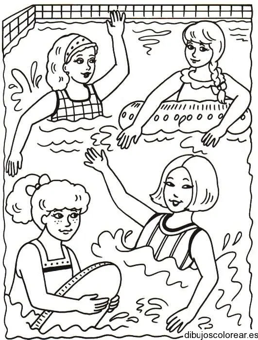 Dibujo de niños nadando para colorear