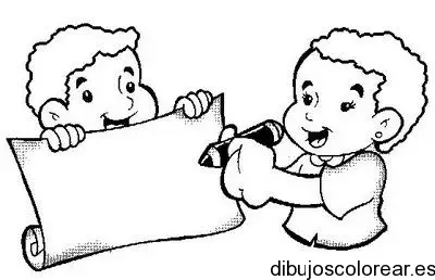 Dibujo de niños y un cártel para colorear