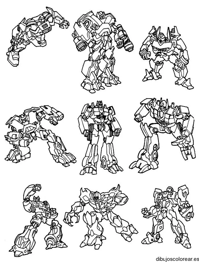 Dibujo de nueve robots para colorear
