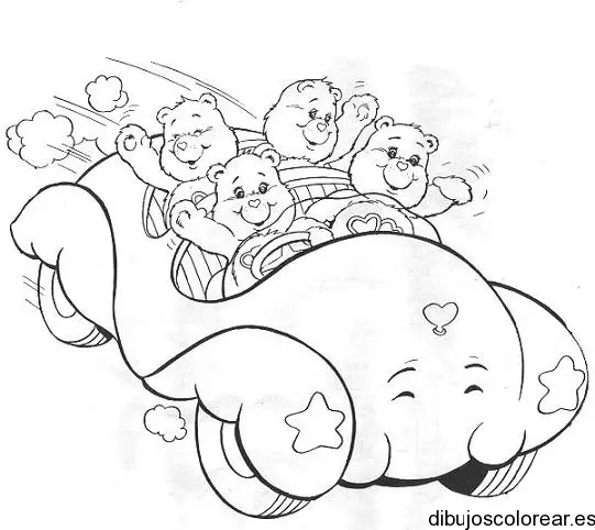 Dibujo de ositos cariñosos en coche para colorear