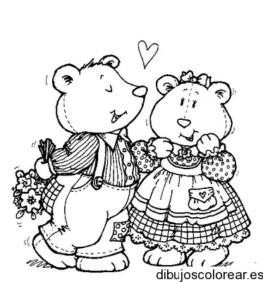 Dibujo de ositos enamorados para colorear