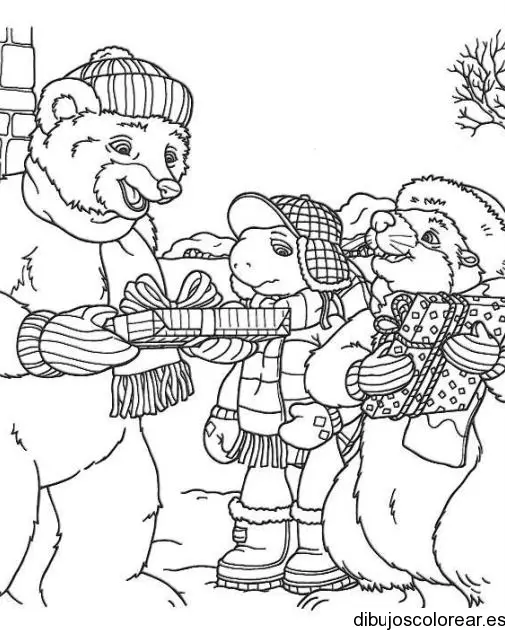Dibujo de oso con una tortuga para colorear