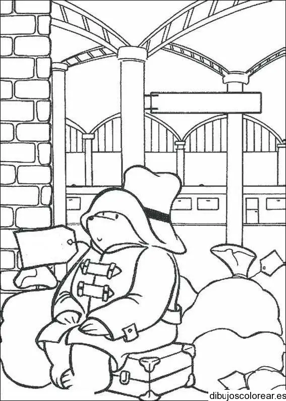 Dibujo de oso que va de viaje para colorear