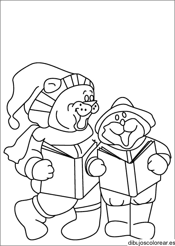 Dibujo de osos cantando villancicos para colorear
