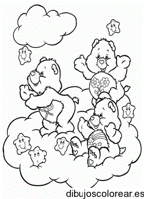 Dibujos de osos cariñosos con estrellas para colorear
