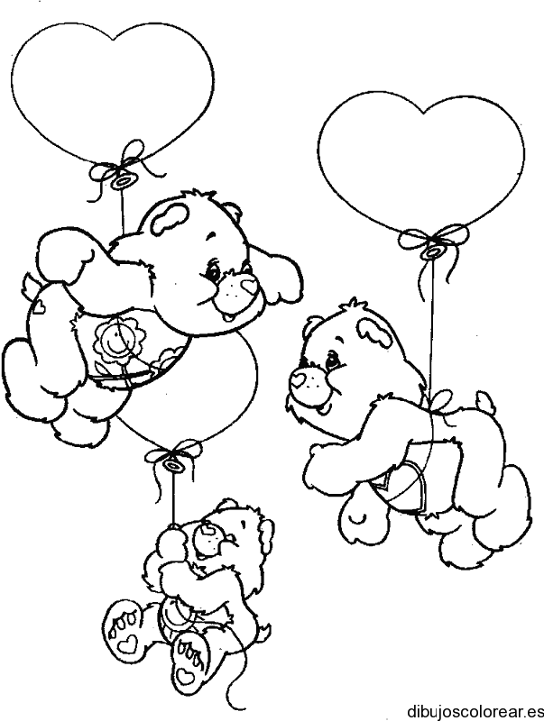 Dibujo de osos con corazones para colorear