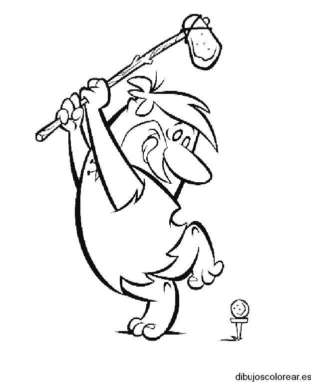 Dibujo de Pablo Picapiedra jugando al golf para colorear