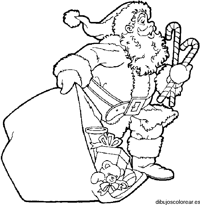 Dibujo de Papá Noel con regalos para colorear