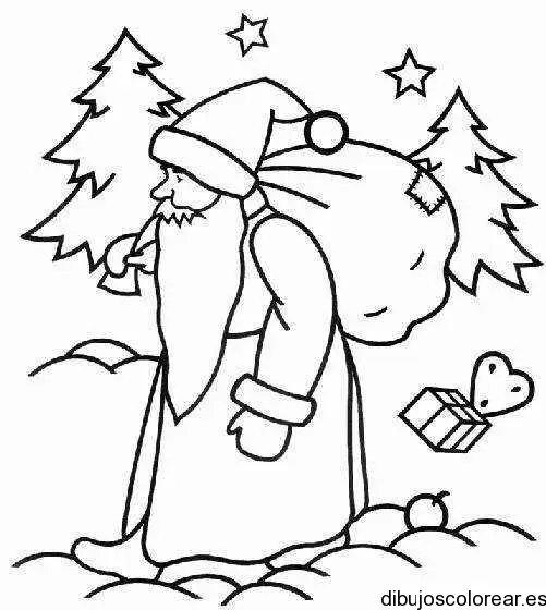 Dibujo de Papá Noel en la nieve para colorear