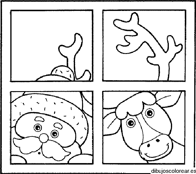 Dibujo de Papá Noel en la ventana para colorear