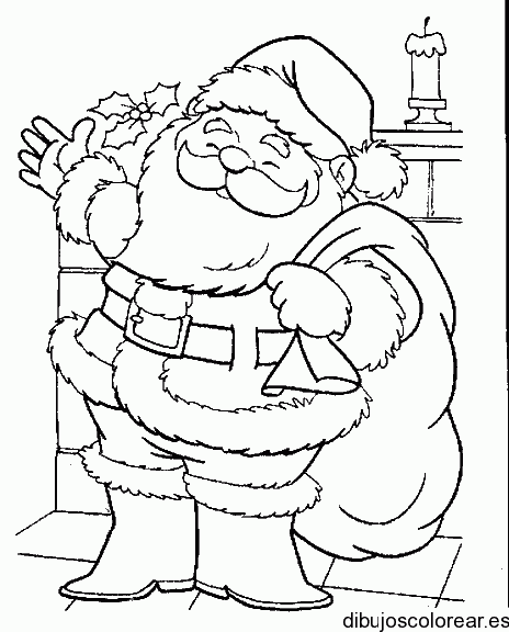 Dibujo de Papá Noel entregando regalos para colorear