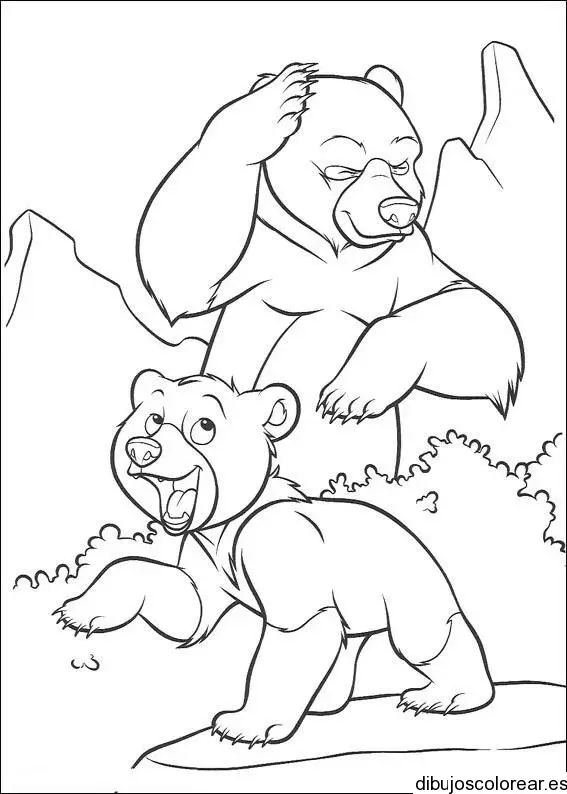 Dibujo de papá oso y el pequeño oso para colorear