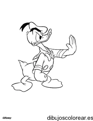 Dibujo de Pato Donald haciendo alto para colorear