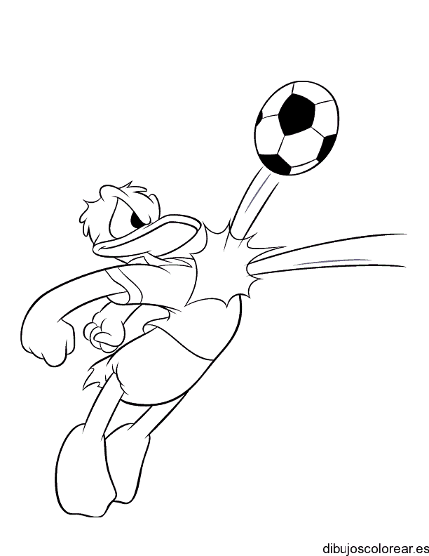 Dibujo de Pato Donald jugando pelota para colorear