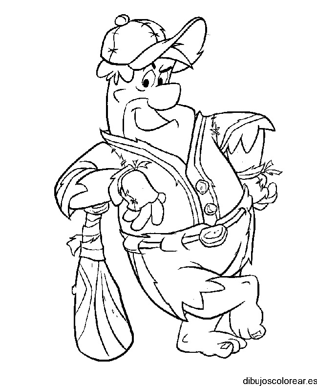 Dibujo de Pedro Picapiedra beisbolista para colorear