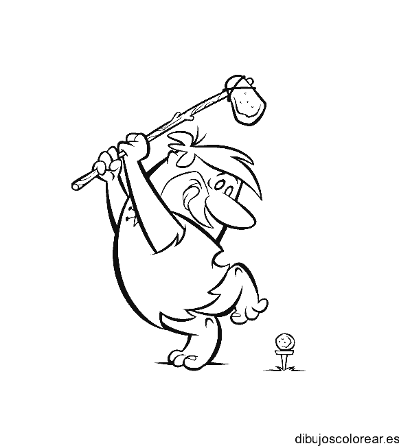 Dibujo de Pedro Picapiedra golfista para colorear
