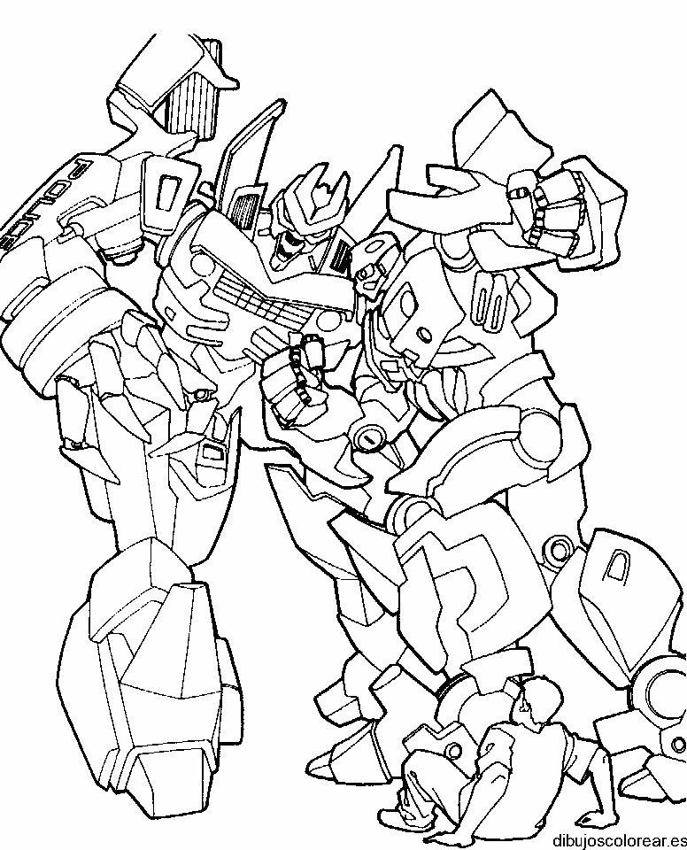 Dibujo de pelea con un robot para colorear