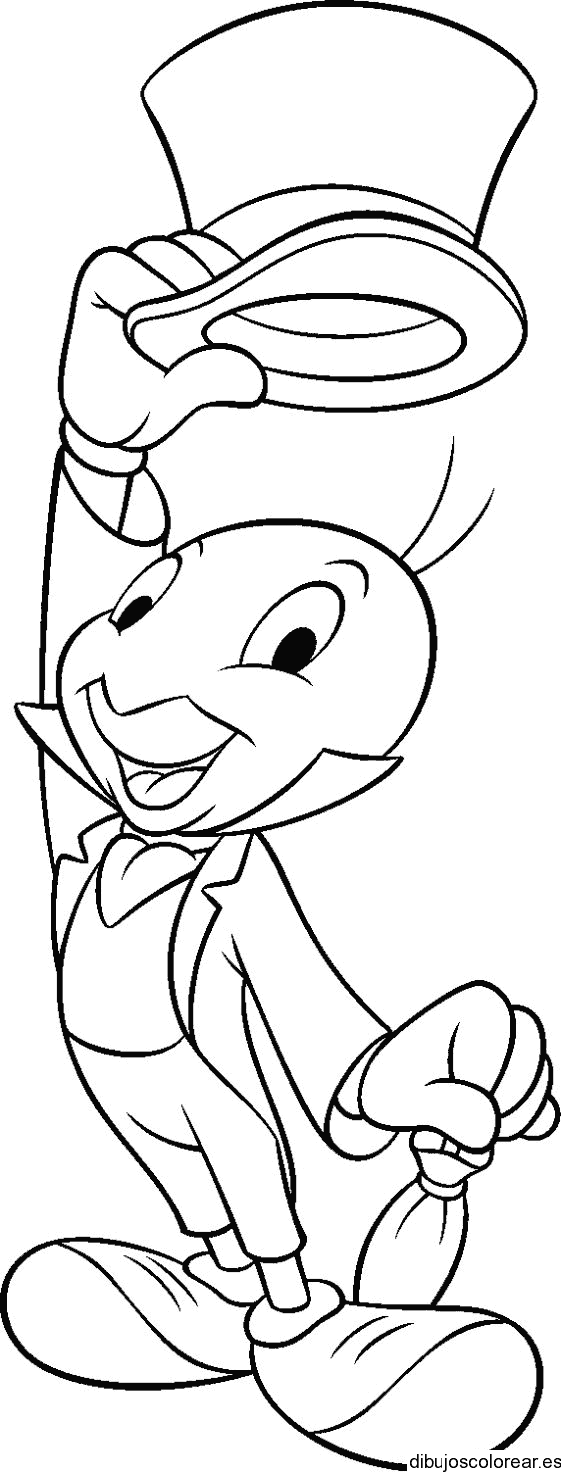 Dibujo de Pepe Grillo saludando para colorear