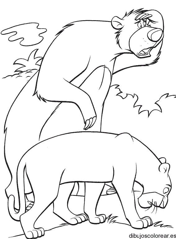Dibujo de personajes de El libro de la selva para colorear