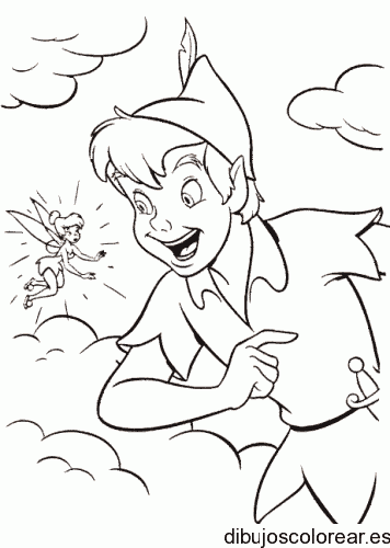 Dibujo de Peter Pan y campanilla para colorear