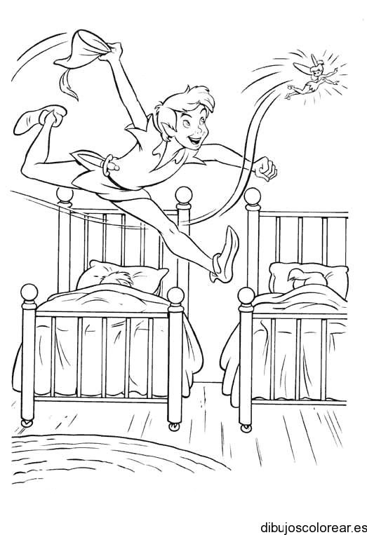 Dibujo de Peter Pan y Campanita para colorear