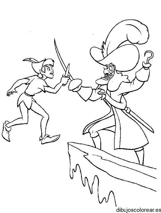 Dibujo de Peter Pan y el capitán Garfio para colorear